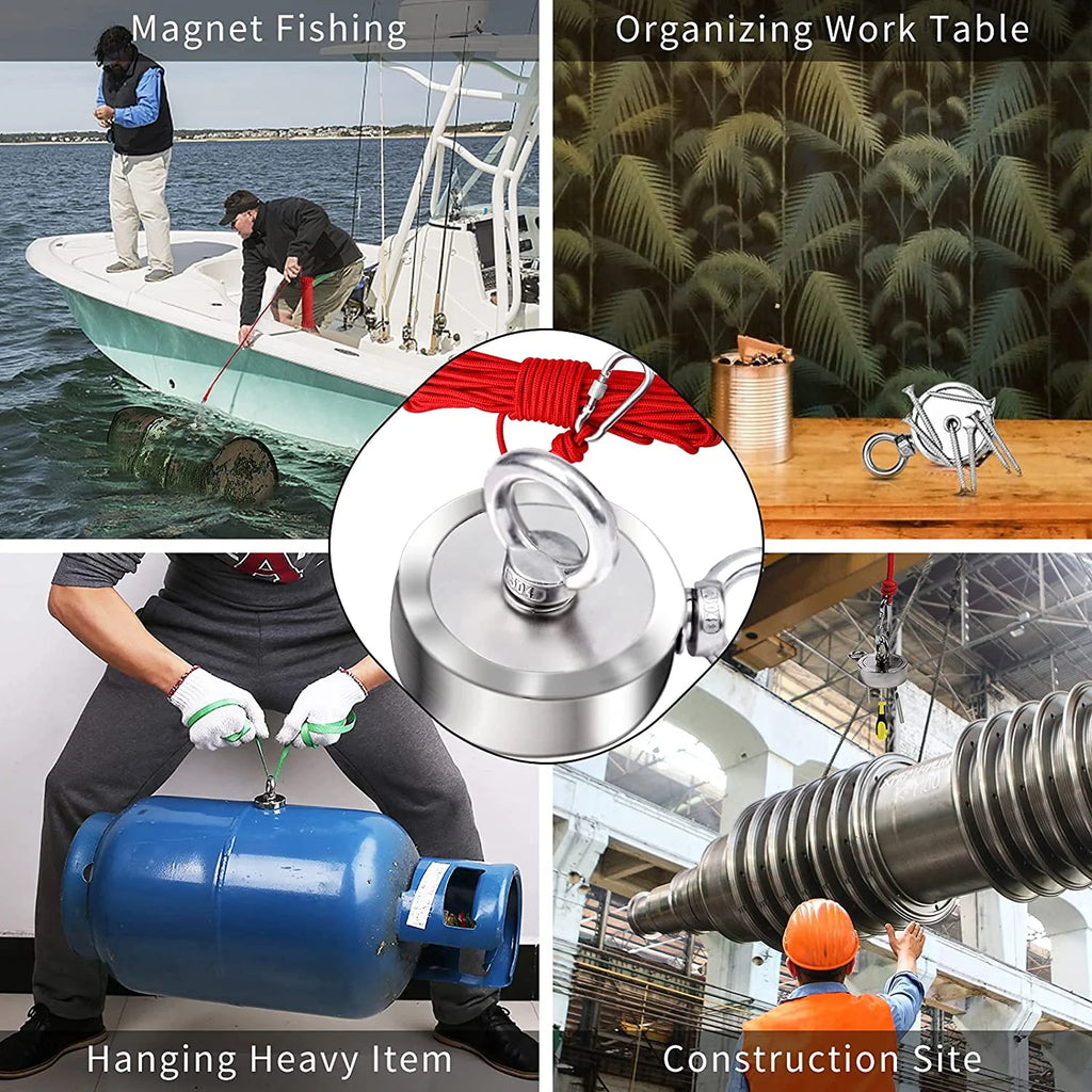 Double Side Neodymium Fishing Magnet Kit with Rope and Carabiner Z446