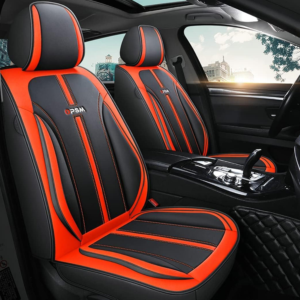 Black-Red Leather Car Seat Covers Full Set D367