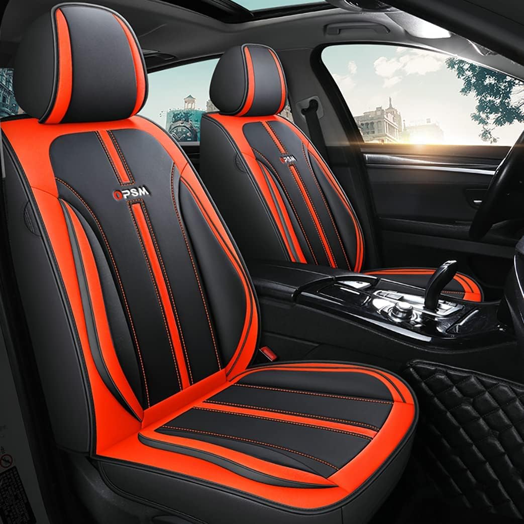 Black-Red Leather Car Seat Covers Full Set D367